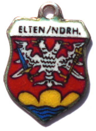 ELTEN, Germany - Vintage Silver Enamel Travel Shield Charm